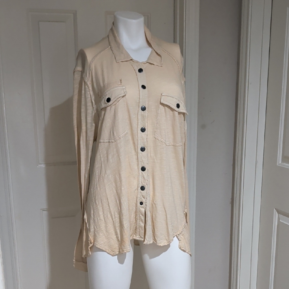 Free People Elegant Sheer Soft Yellow Blouse Women's Medium